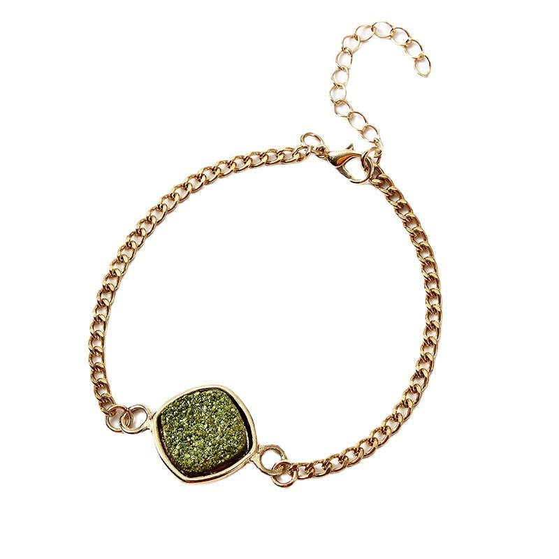 Geometric Turquoise Gravel Inlay Electroplated Alloy Bracelet Bangle For Women Jewelry Accessory Statement Piece