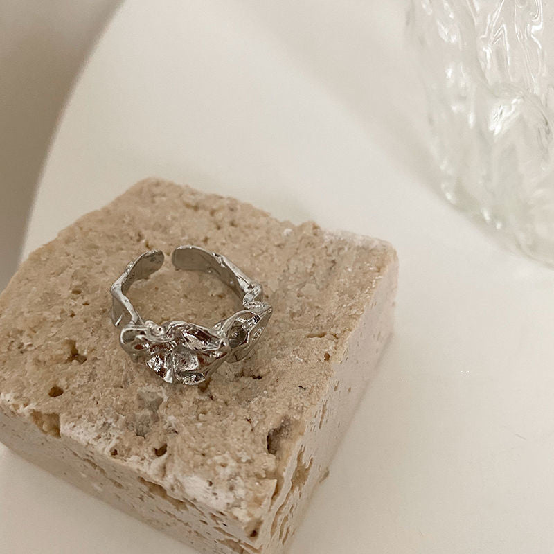 Unisex Adjustable Alloy Geometric Rings Electroplated Double Layer Design Fashion Statement Jewelry Lightweight