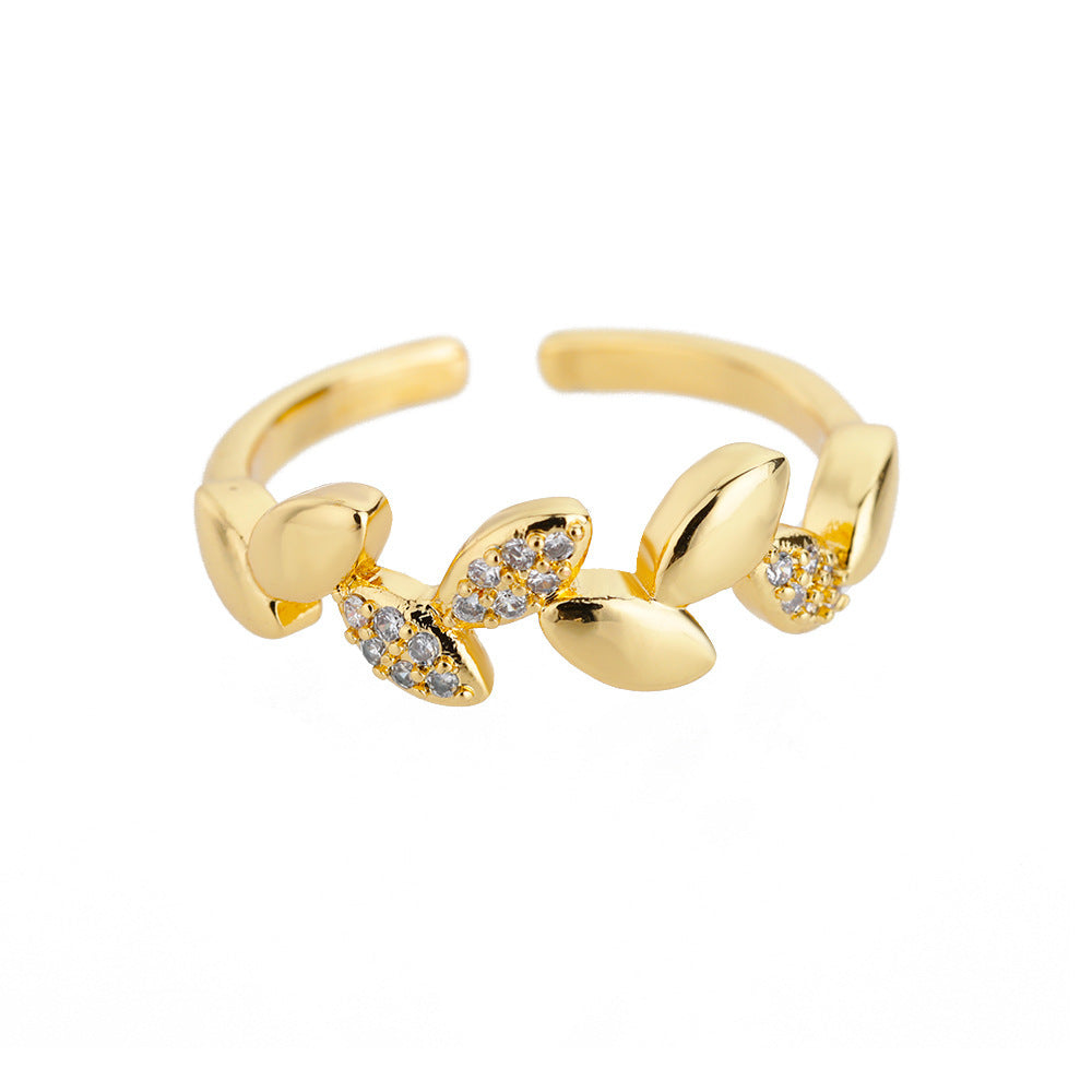 Womens Adjustable Opening Ring Gold Copper Zircon Hollow Design Fashion Ring For Women Elegant Jewelry Classic