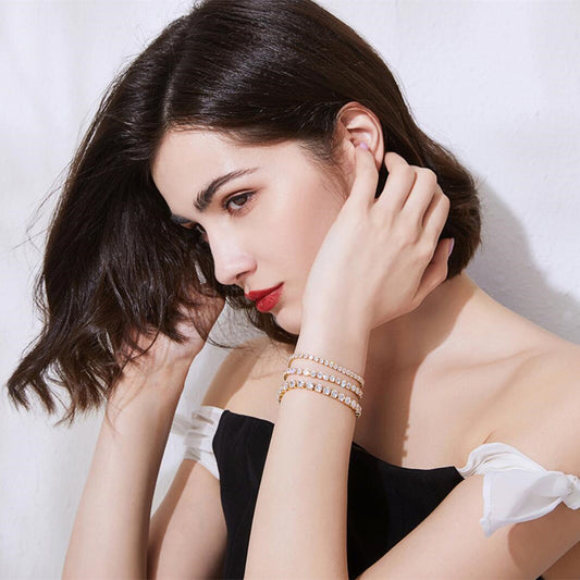 Unisex Heart Bracelet Anklet Zircon Inlaid Alloy Jewelry Fashionable Design Appearance of Gold Rose Gold White