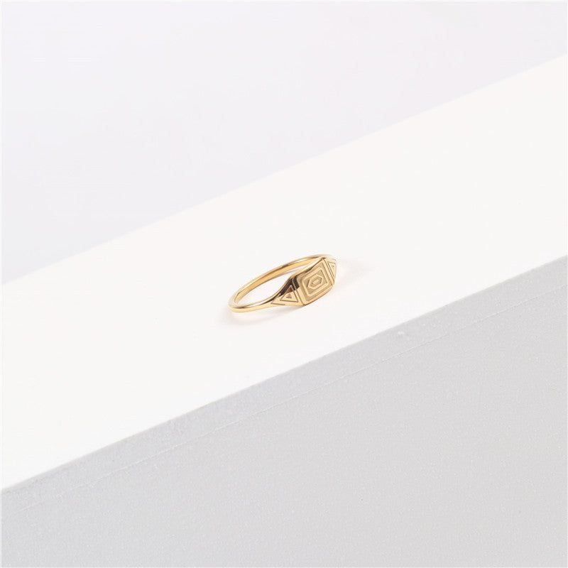 Gold Tone Titanium Steel Irregular Origami Faceted Ring For Women And Men Statement Jewelry Modern Durable Craft