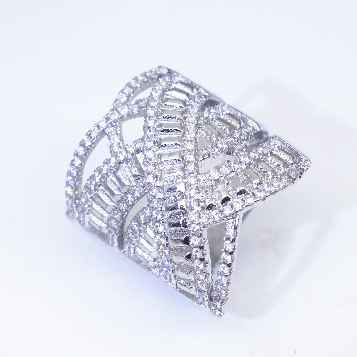 Womens Multi Layer Winding Full Diamond Ring Fashion Jewelry Size 6 7 8 9 10 Copper White Gold 100 New Designs