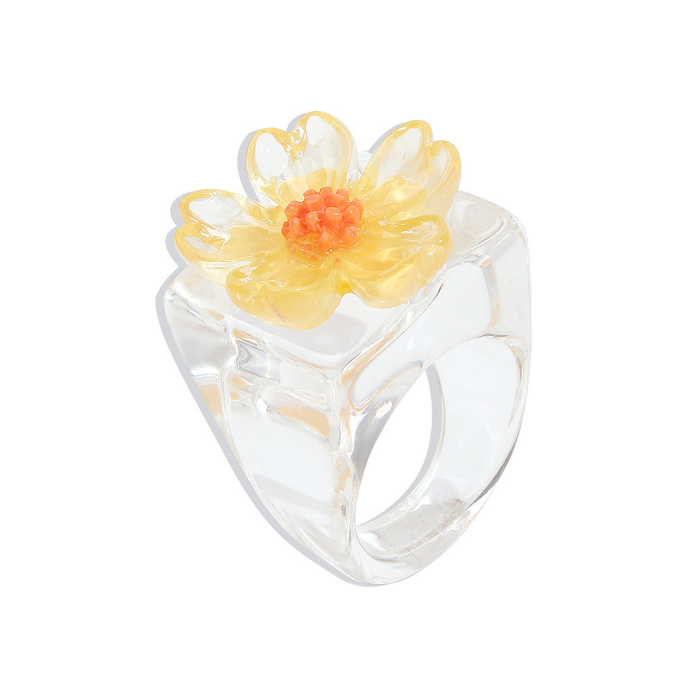 Resin Rings For Women Colorful Acrylic Geometric European Style Statement Jewelry Colorful Resin Ring Ornament