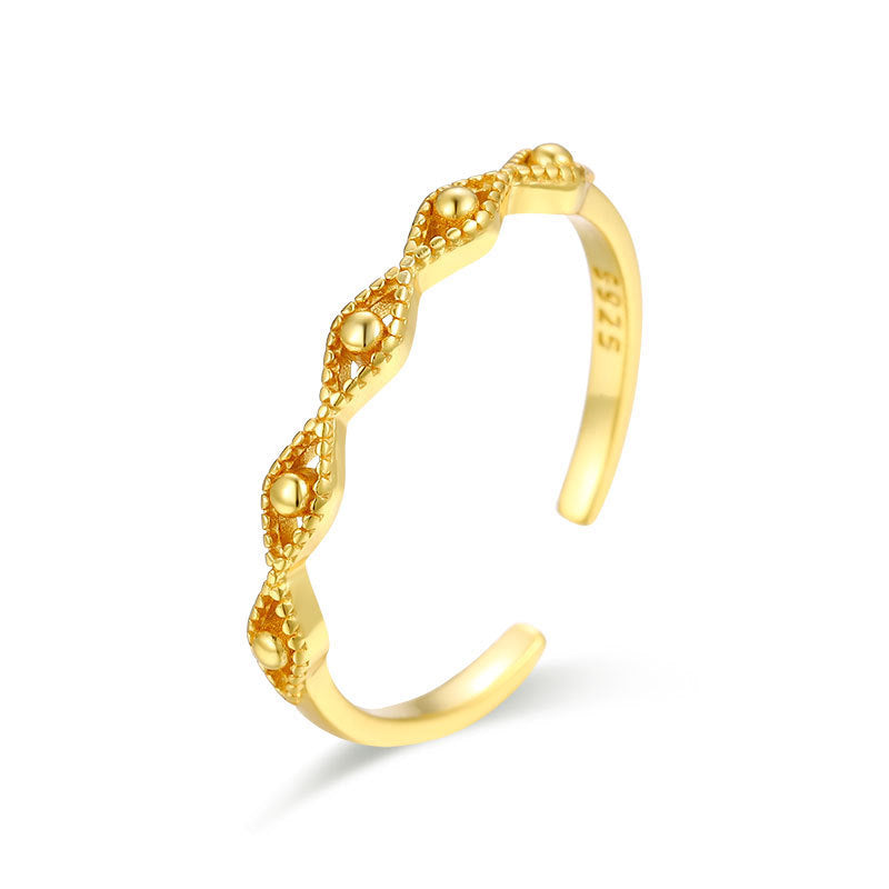 925 Sterling Silver Ring for Women Korean Jewelry Inlaid Silver Multi Bead Mesh Chain Drop Double Zirconium Single Row Diamond Rings and Bands