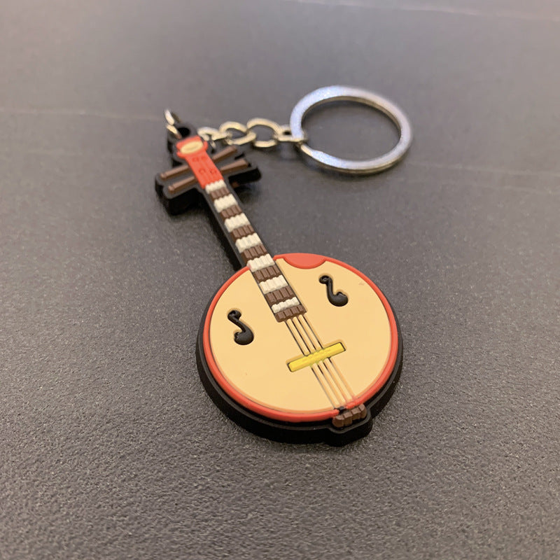 Musical Instrument Keychain Resin Miniature Replica Pendant Ukulele Guitar Violin Colorful Zither Lute Ukulele