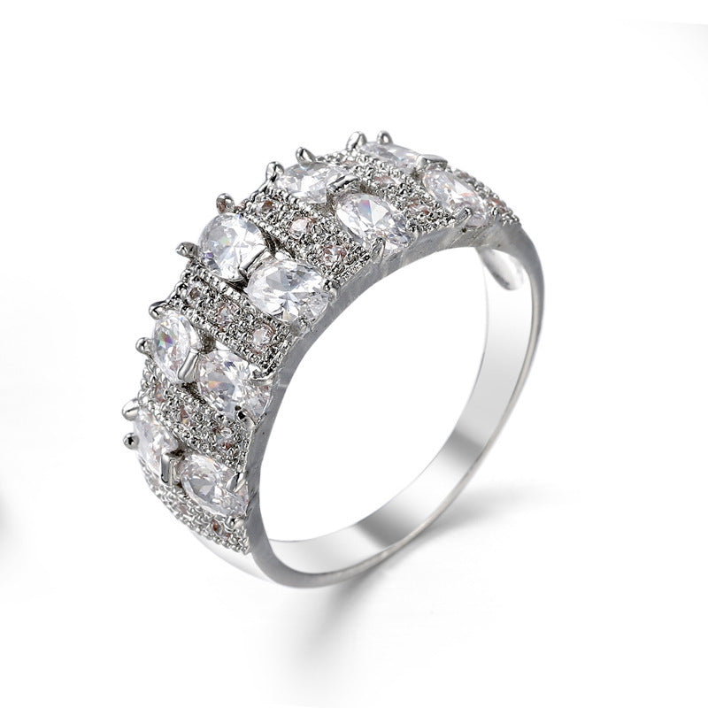 Zircon Ring For Women Copper Jewelry Sparkling Promise Engagement Gift Dainty Fashion Accessory For Daily Wear