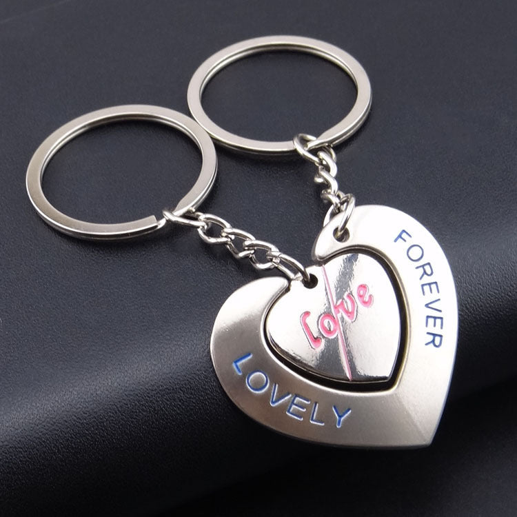 Couple Keychain Set Heart Shaped Matching Keychains Lovers Zinc Alloy Pendant Anniversary Gift Valentines Days