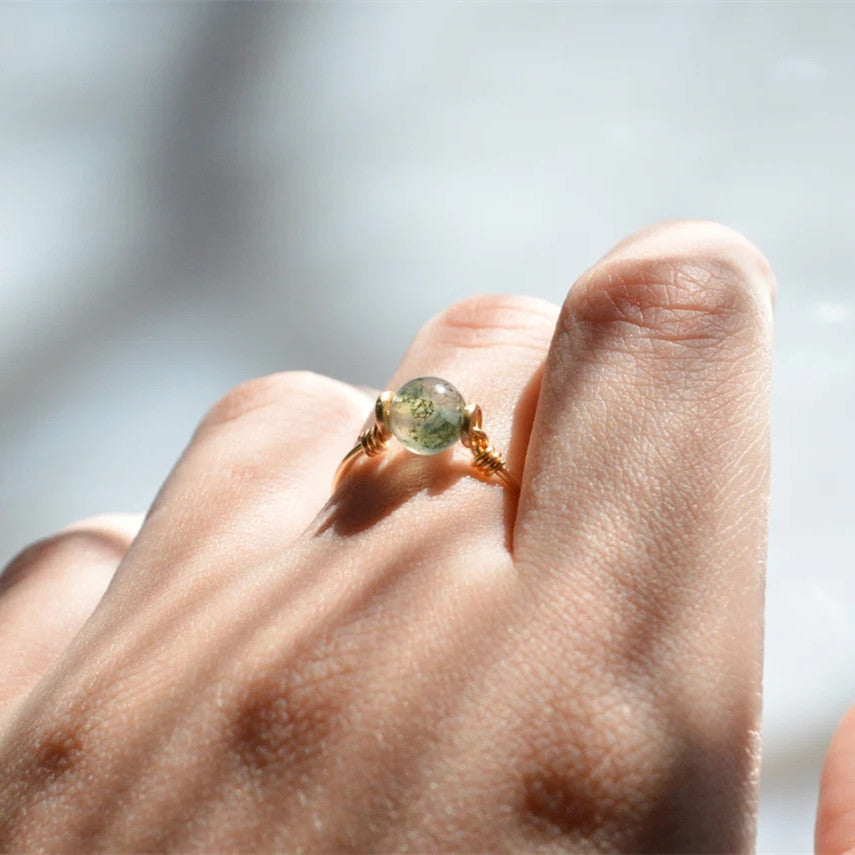Green Jadeite Ring Gold Plated Copper Base Elegant Jewelry For Women And Men Sizes US 5 To 12 Handcrafted Durable