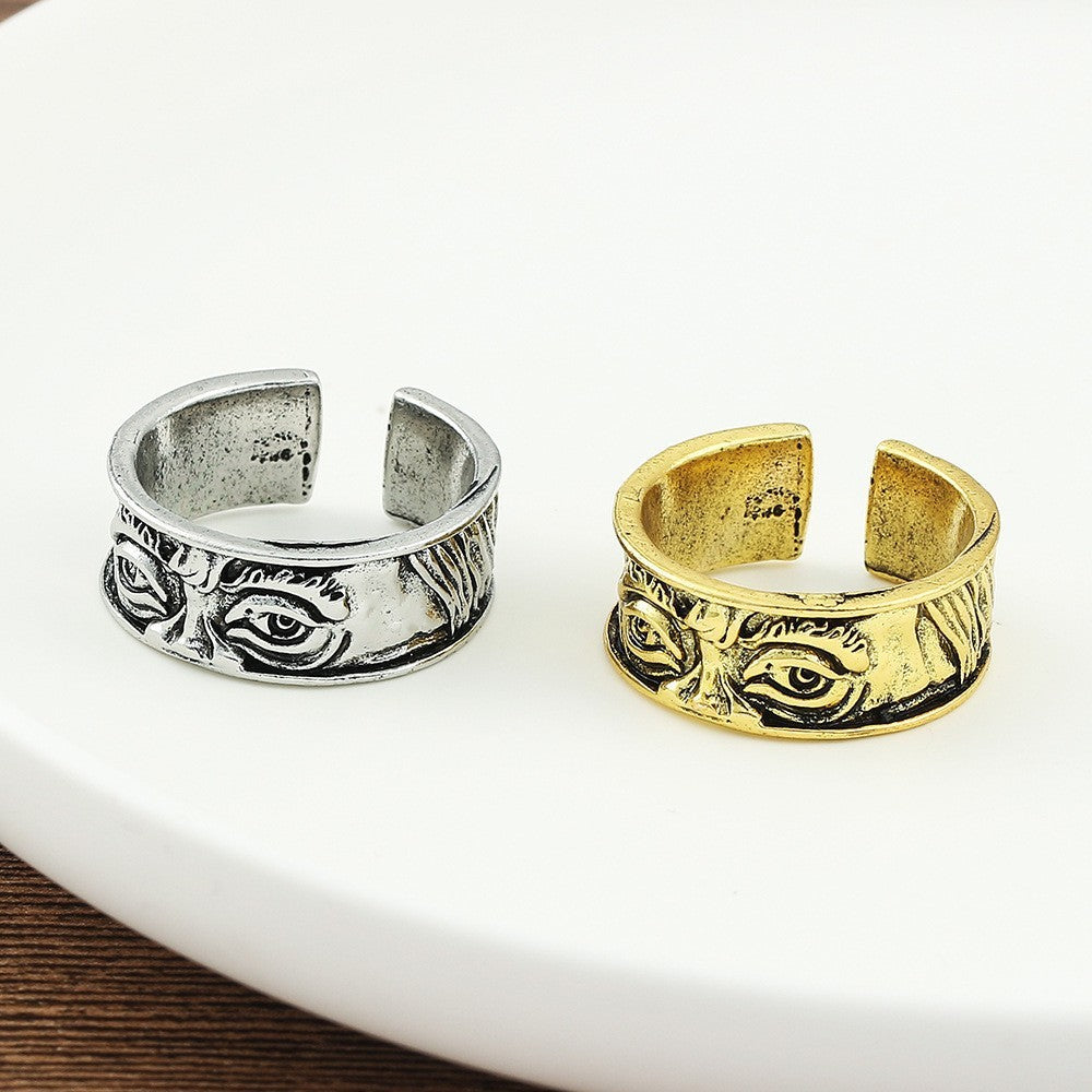 Unisex Alloy Open Mouth Ring Geometric Brushed Cord Band