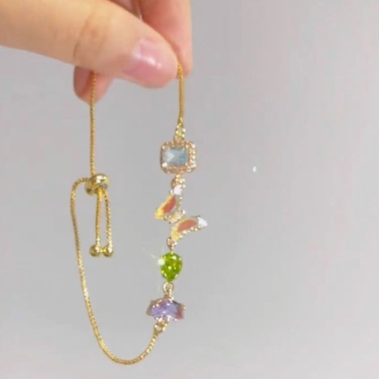 Womens Butterfly Bracelet Electroplated Alloy Jewelry With Zircon Accent Elegant Gift For Her Jewelry Colorful