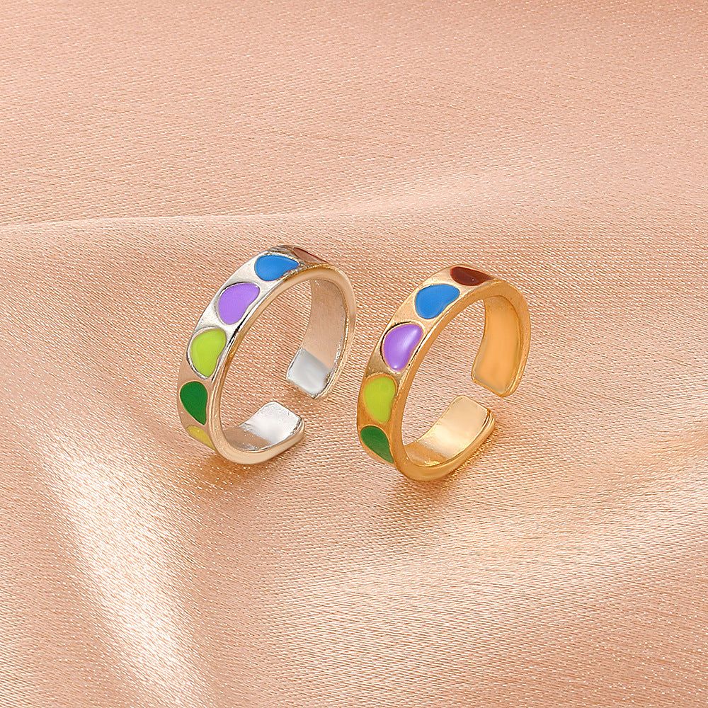 Geometric Alloy Ring For Women Heart Design Electroplated Gold And Silver Finish Fashion Jewelry Everyday Chic