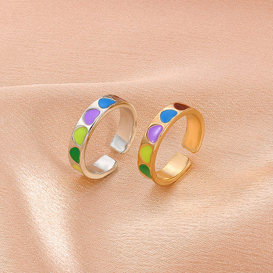 Geometric Alloy Ring For Women Heart Design Electroplated Gold And Silver Finish Fashion Jewelry Everyday Chic