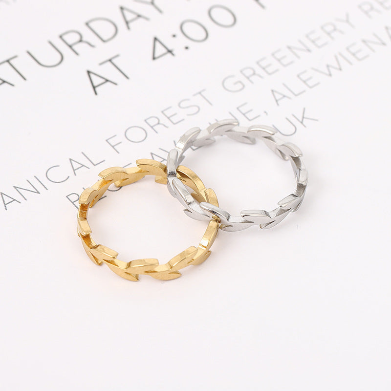 Unisex Stainless Polished Steel Star Ring With Leaves And Trees Design Korean Fashion Jewelry Size 5 6 7 8 9 10