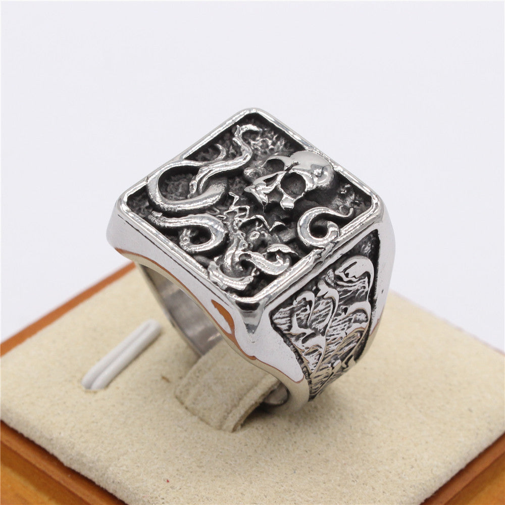 Mens Titanium Steel Octopus Ring Personalized Squid Ornament Retro Gothic Statement Jewelry Durable Fashion Accessory
