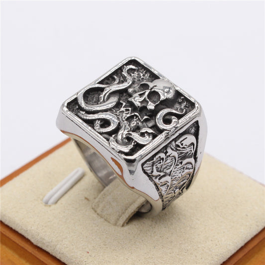 Mens Titanium Steel Octopus Ring Personalized Squid Ornament Retro Gothic Statement Jewelry Durable Fashion Accessory