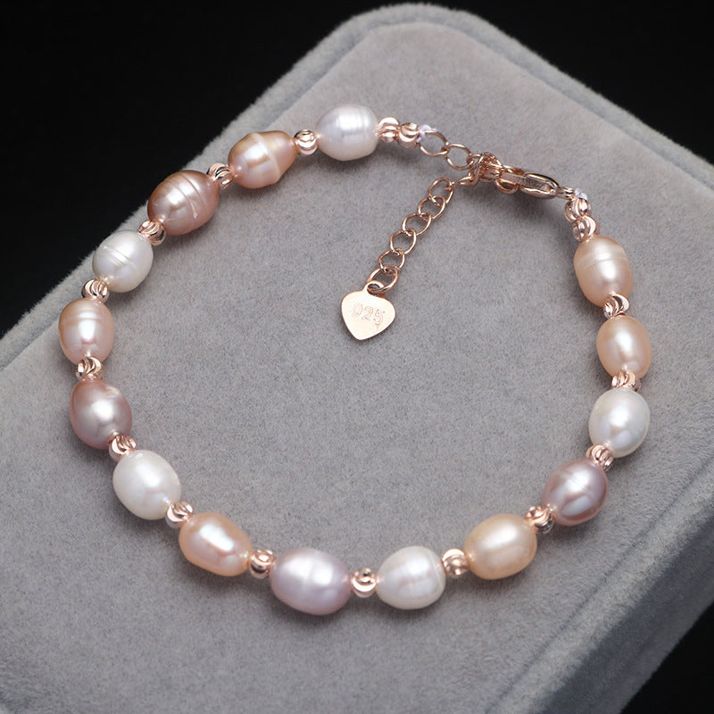 Natural Freshwater Pearl Bracelet For Women Adjustable Rice Shape Pearls 6 To 7mm Elegant Jewelry Classic Gift For Her
