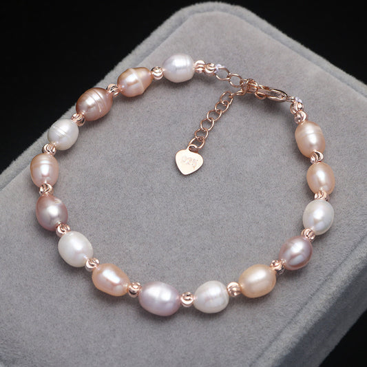 Natural Freshwater Pearl Bracelet For Women Adjustable Rice Shape Pearls 6 To 7mm Elegant Jewelry Classic Gift For Her
