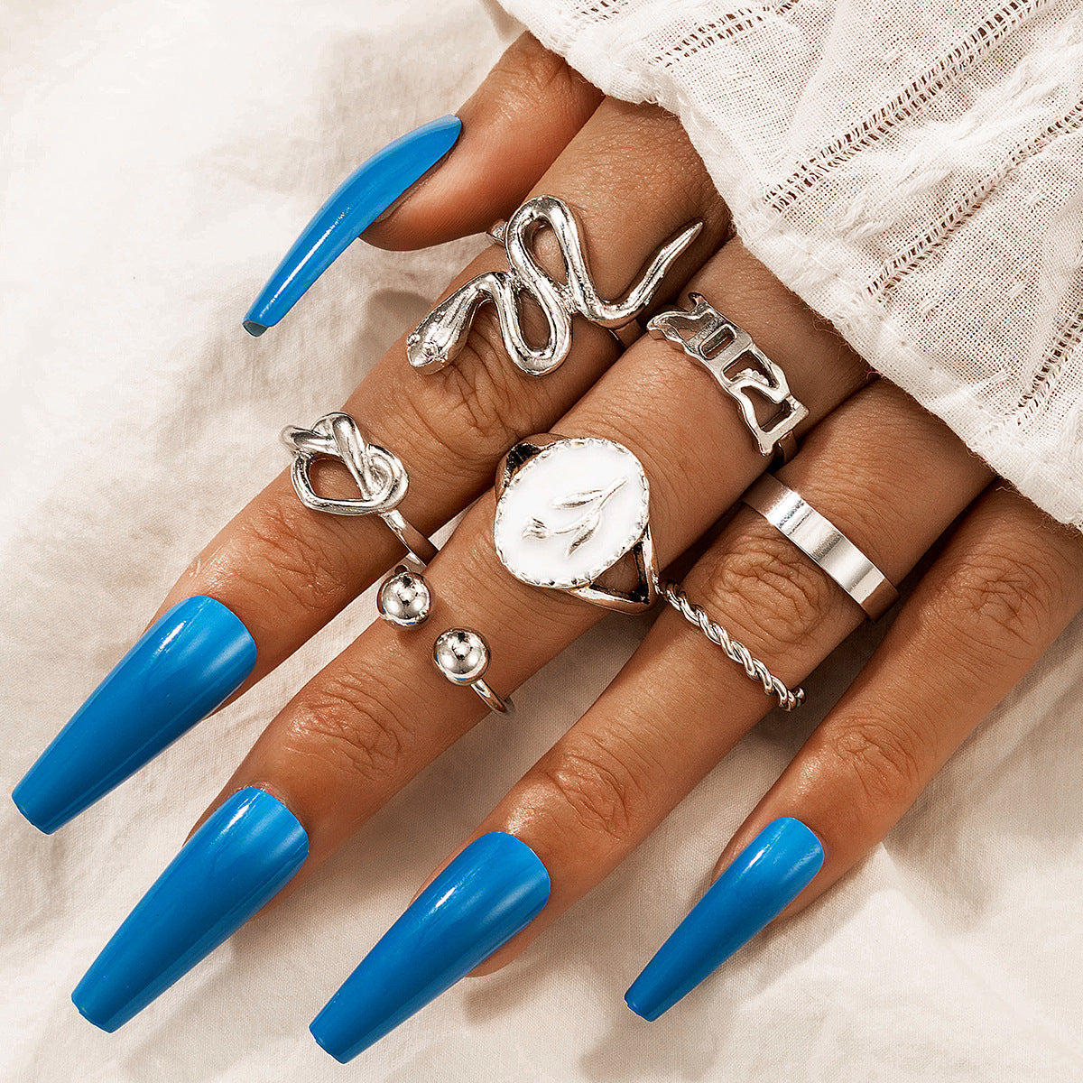 Unisex Geometric Ring Set Alloy Knuckle Rings Retro Ethnic Metal Elements Fashion For Everyday Wear Boho Chic