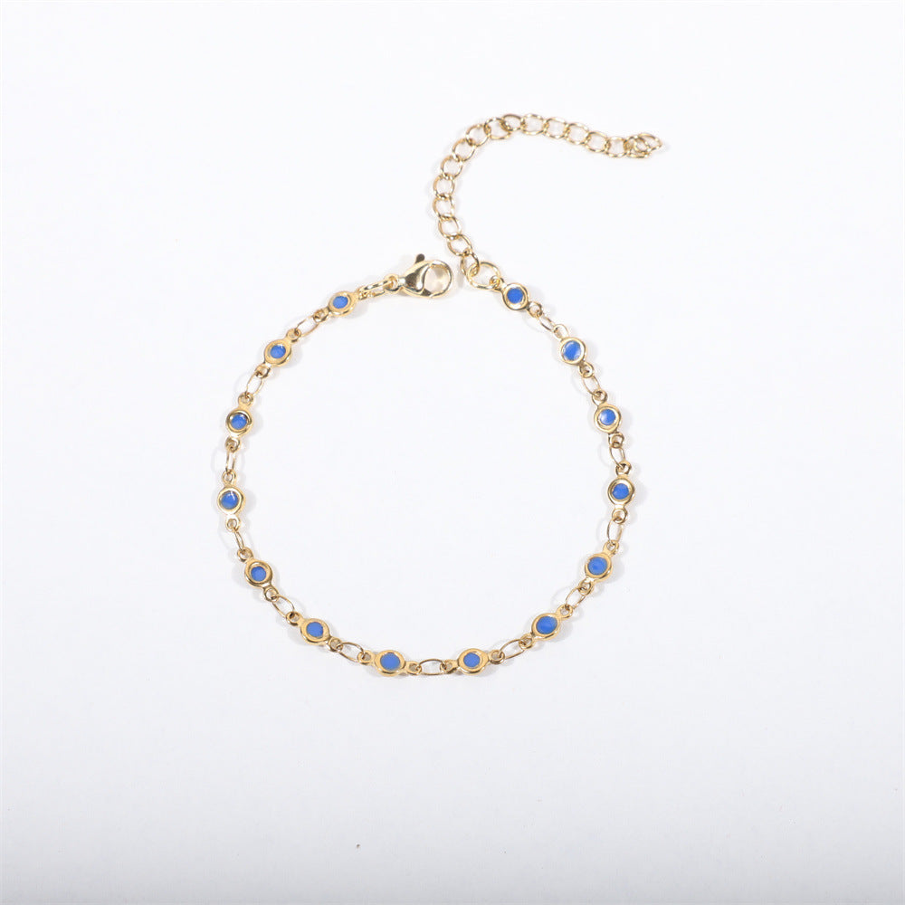 Stainless Steel Bracelet 18K Gold Plated Dripping Chain Geometric Round Element Unisex Jewelry Gift Daily Wear