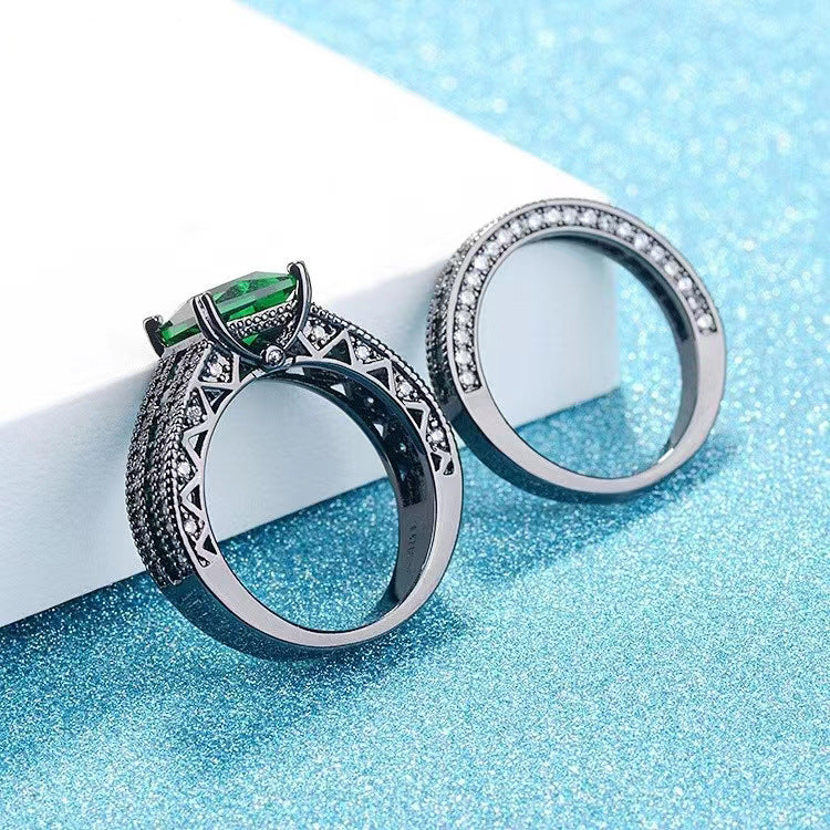 Womens Couple Ring Set Engagement Promise Rings Durable Alloy Geometric Design Electroplated Fashion Jewelry Elegant