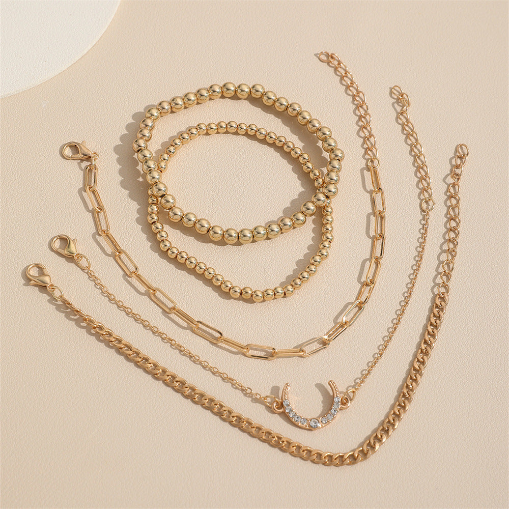 Womens Clip On Bracelets Set Of 5 Alloy Fashion Bracelet Set Diamond Accent Jewelry Gift For Special Occasions