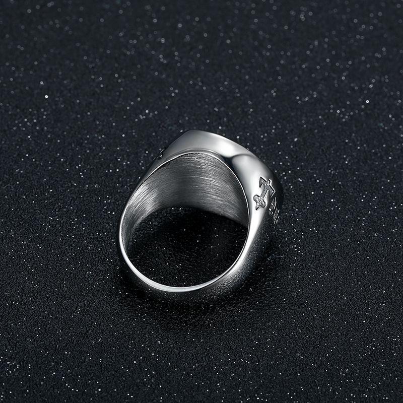 Titanium Steel Templar Templar Samurai Inscription Red Epoxy Cross Men's Ring