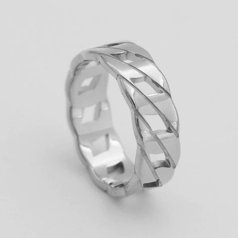 Geometric Titanium Steel Ring With 18K Gold Plating Fashion Bands In Silver And Gold Finish For Everyday Wears