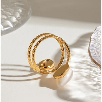 Stainless Steel Open Ring With Shell Zodiac Animal Design For Women Beach Vacation Accessory Everyday Wearable