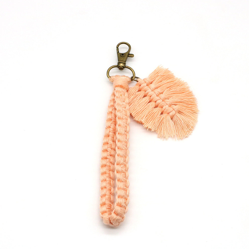 Handwoven Cotton String Keychain With Detachable Leaf Charm For Keys And Bags Accessory Cute Pendant Mini Size