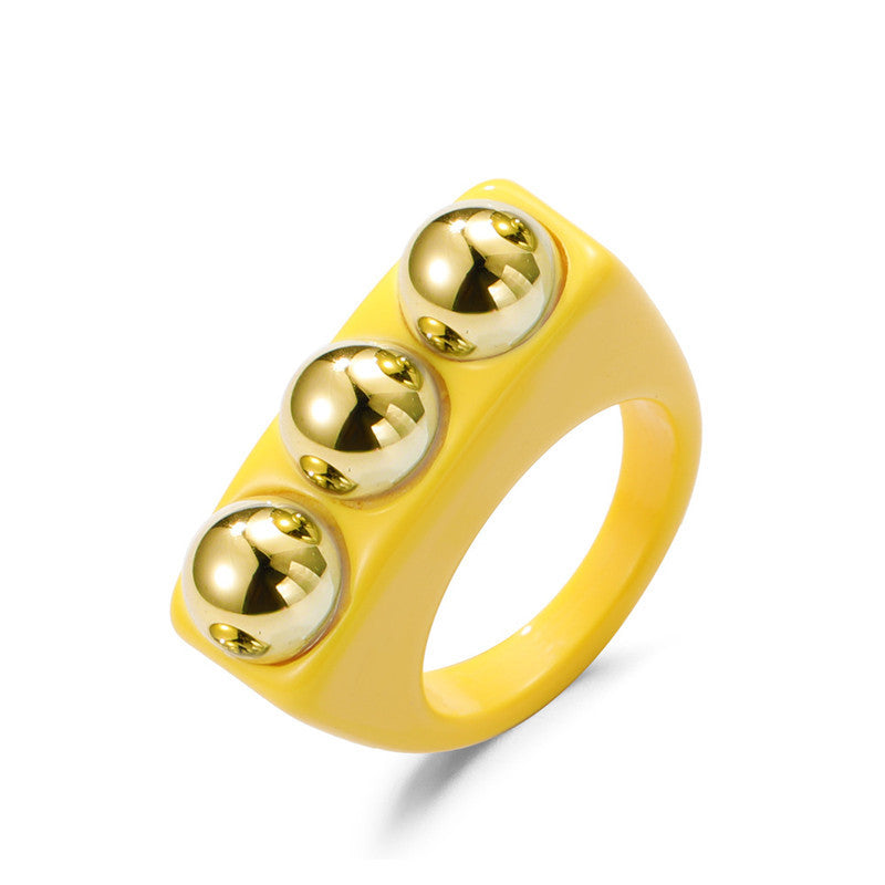 Geometric Acrylic Resin Ring For Women Candy Color Statement Jewelry Style Fashion Ring Personalizable Gift Everyday