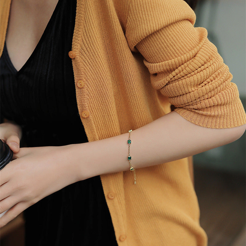 Zircon Diamond Chain Bracelet Titanium Steel Women Jewelry