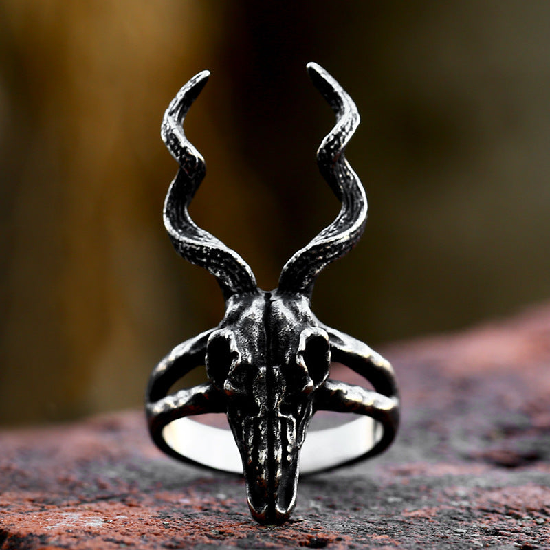 Stainless Steel Casting Sheep Skull Ring Polished Finish Type Ring US Size 6 7 8 9 Treatment Process Polishing
