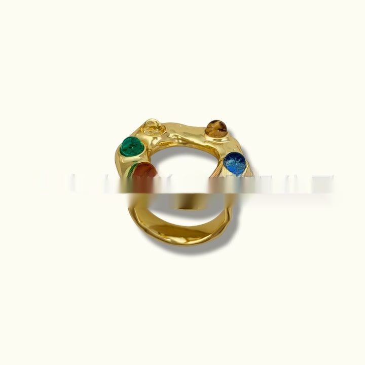 Special Interest Design Retro Fashion Unisex Brass Gold Plated Color Ring Electroplated Copper Size Free Style