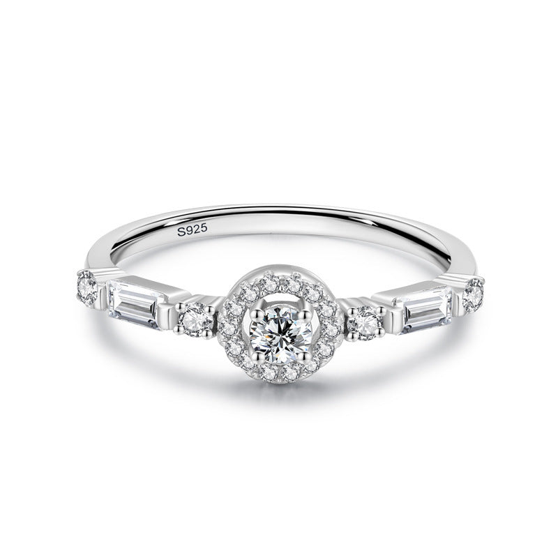 Geometric 925 Sterling Silver Ring With Gold Plated Gemstones Diamond Cut Design Jewelry Gift For Women US 5 6