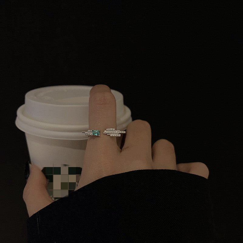 Womens Adjustable Double Layer Copper Ring Geometric Style Korean Fashion Jewelry Silver Copper Ring For Women