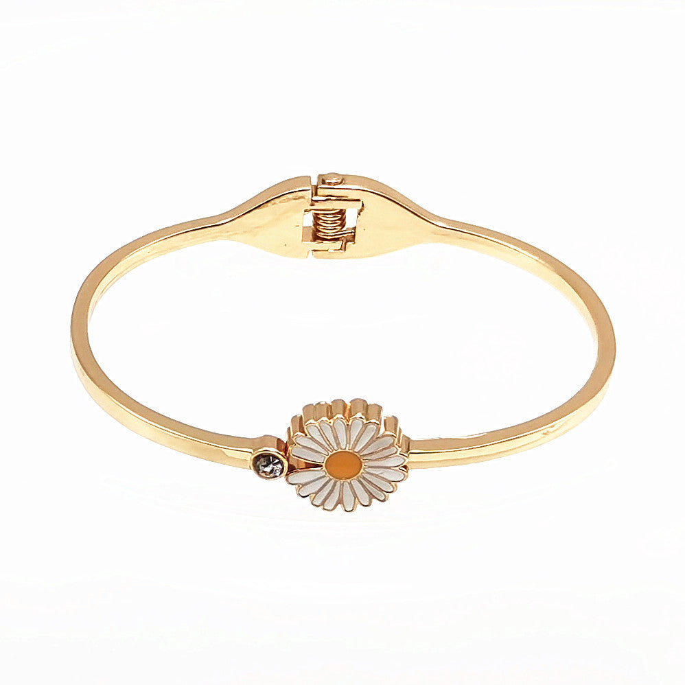Women Flower Bracelet Adjustable Alloy Jewelry Chrysanthemum Rose Gold Bangle Simple Couple Styles 60mm X 45mm
