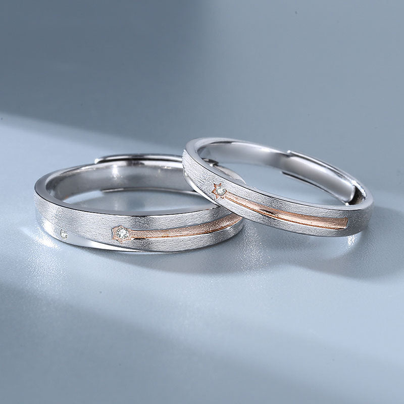 Couple Rings Adjustable Copper Bands Alongside Zircon Inlay Matching Promise Rings Him And Her Fashion Jewelry