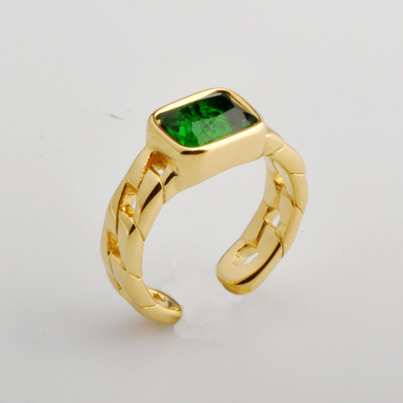 Women's Fashion Ring Personality Black Square Titanium Steel Ring for Her Statement Jewelry Band Ring Gift Idea Thickness 5mm Width 8mm