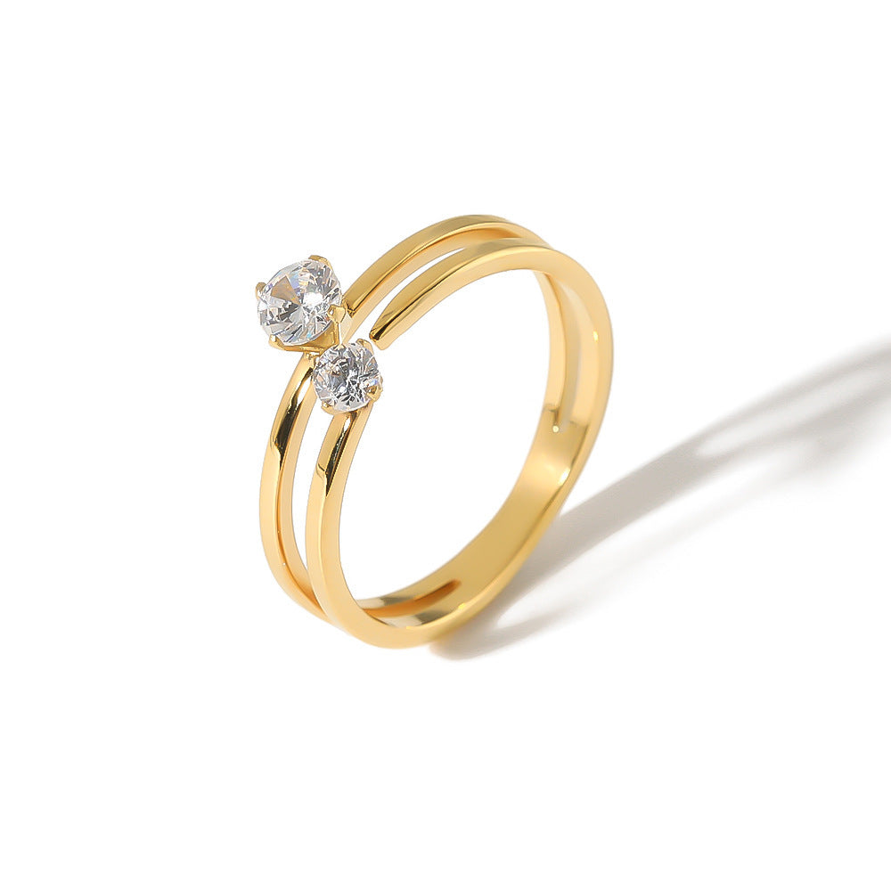 Stainless Steel Ring Gold Electroplated Fashion Jewelry For Women All Match Gifts Size 7 Elegant Everyday Style