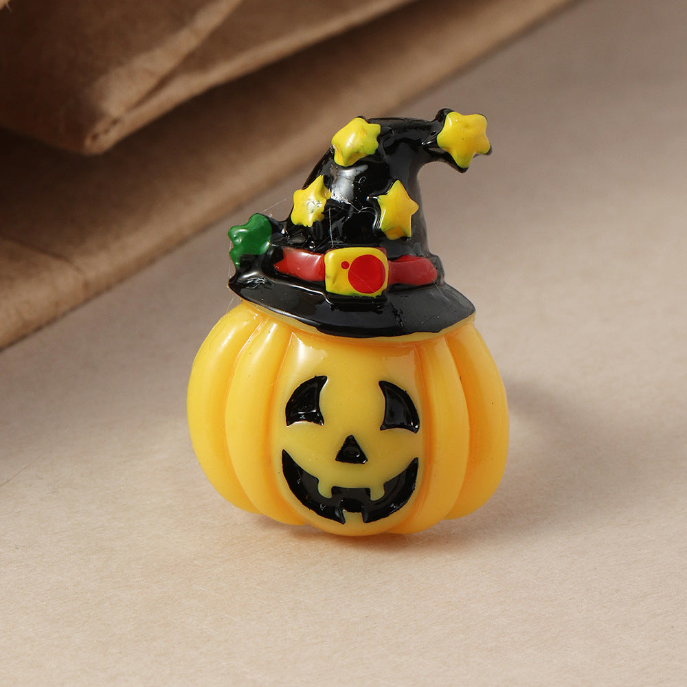 Womens Halloween Resin Ring With Patterned Pumpkin Grim Reaper Ghost And Bat Designs One Size For Women Ring One Size