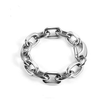 Mens Thick Chain Bracelet Hip Hop Korean Fashion Titanium Steel Buckle Copper Bracelet Exaggerated Design 19cm