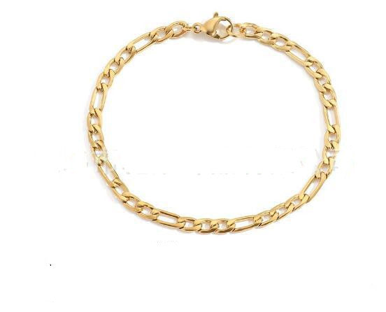 Figaro Bracelet Gold Plated Stainless Steel Chain Link Jewelry For Women Gift For Her Trendy Fashion Accessory