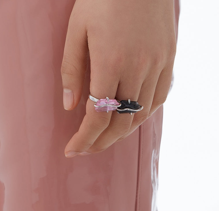 Peach Blossom Ring With Simple Niche Design For Fashion Women Silver Tone Jewelry Geometric Ring Everyday Wear