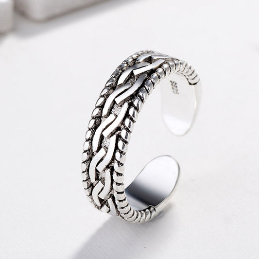 Womens Fashion Ring Retro Geometric Electroplated Alloy Ring Korean Twist Jewelry High Quality For Daily Style