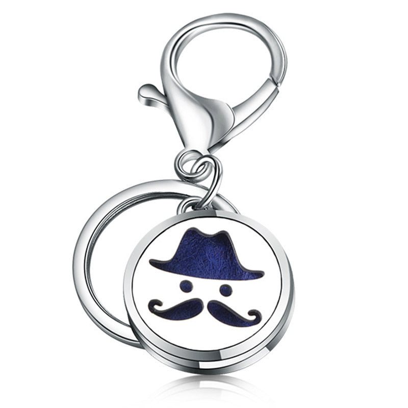 Essential Oil Diffuser Keychain Stainless Steel Aromatherapy Pendant 28mm Round Metal Perfume Key Ring Travel Ready