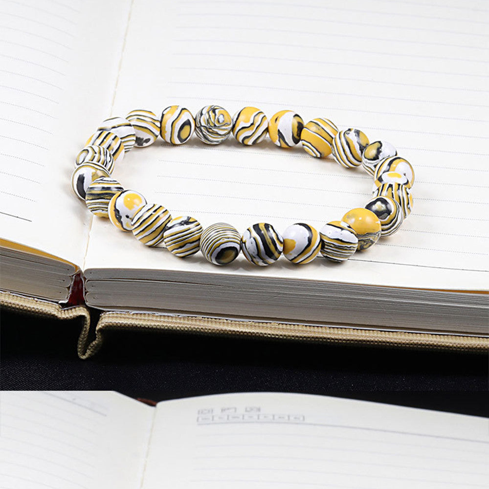 Stone Bead Bracelet 8mm Elastic Unisex Geometric Design Handmade Jewelry For Men And Women Natural Stone Color Variants