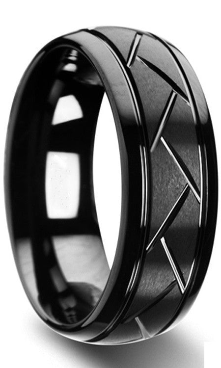 Metal Geometry Ring Stainless Steel Notched Cut Fashion Ring Lightweight Durable Design Silver And And And And