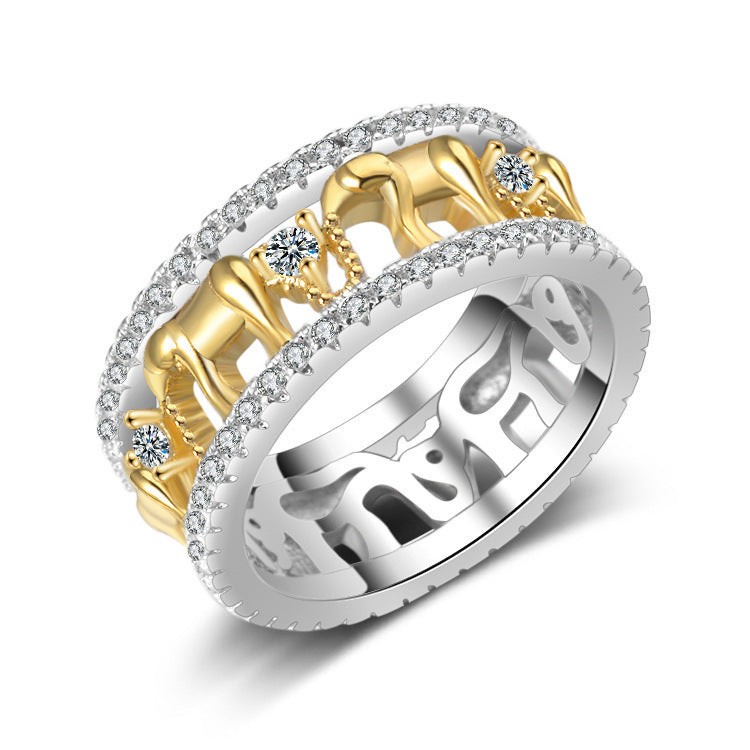 Two Tone Diamond Rhinestone Elephant Ring Alloy Color As The Picture Show Sizes 5 11 Fashion Beautiful New New