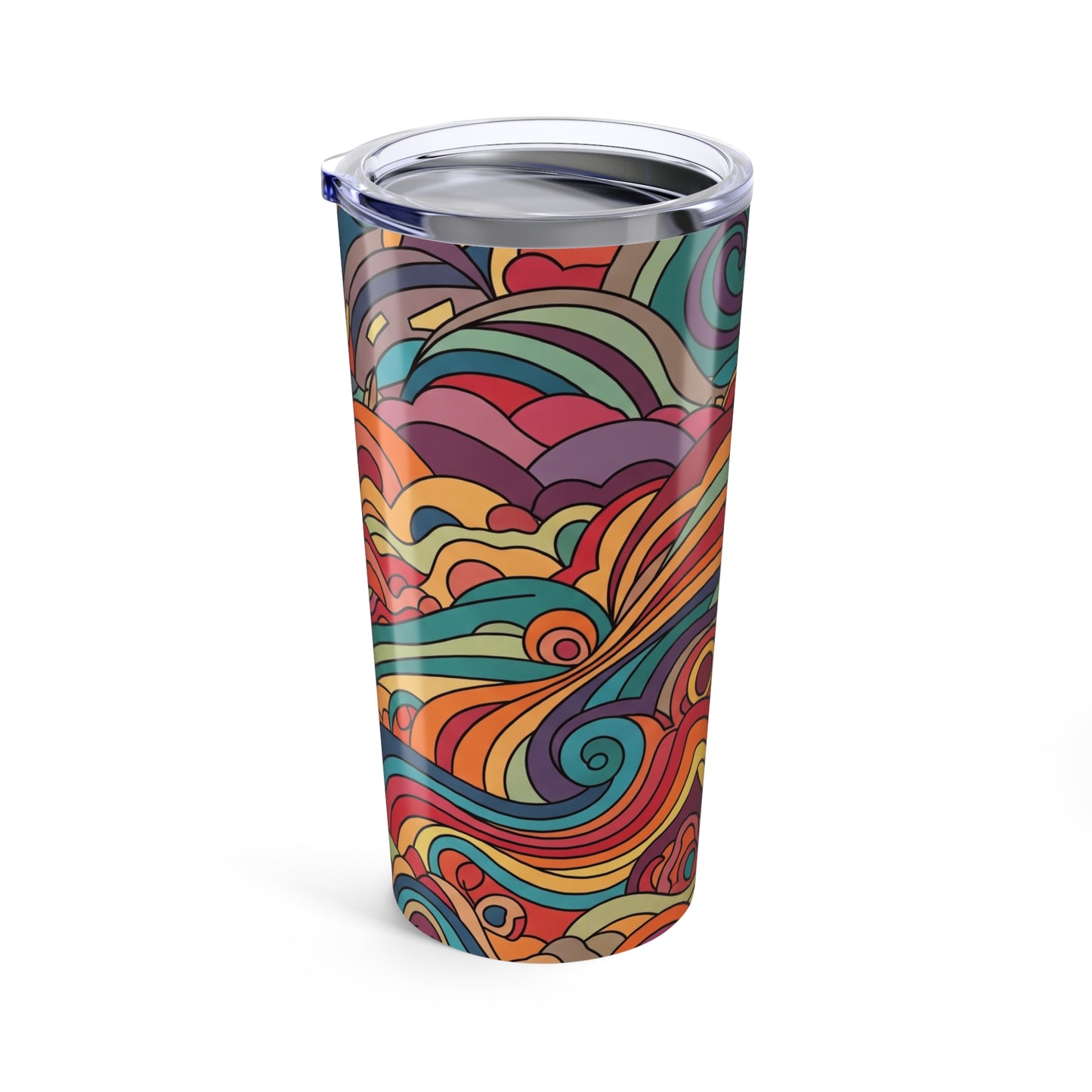 20oz Stainless Steel Tumbler With Printed Design Double Wall Insulation Spill Resistant Durable Keeps Beverages