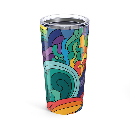 20oz Stainless Steel Printed Tumbler Double Wall Vacuum Insulated Spill Resistant Thermal Travel Mug With Lid